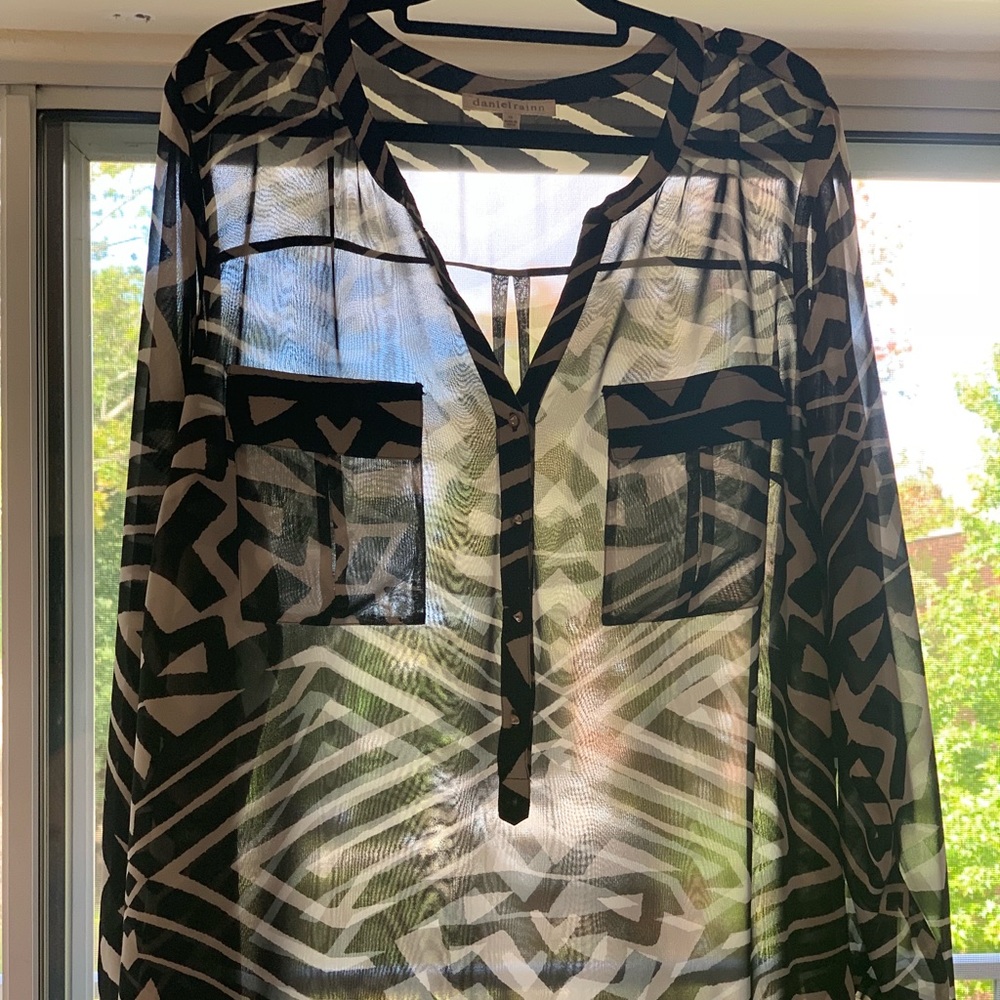 Daniel Rainn Tunic Blouse, Tribal Zebra Print